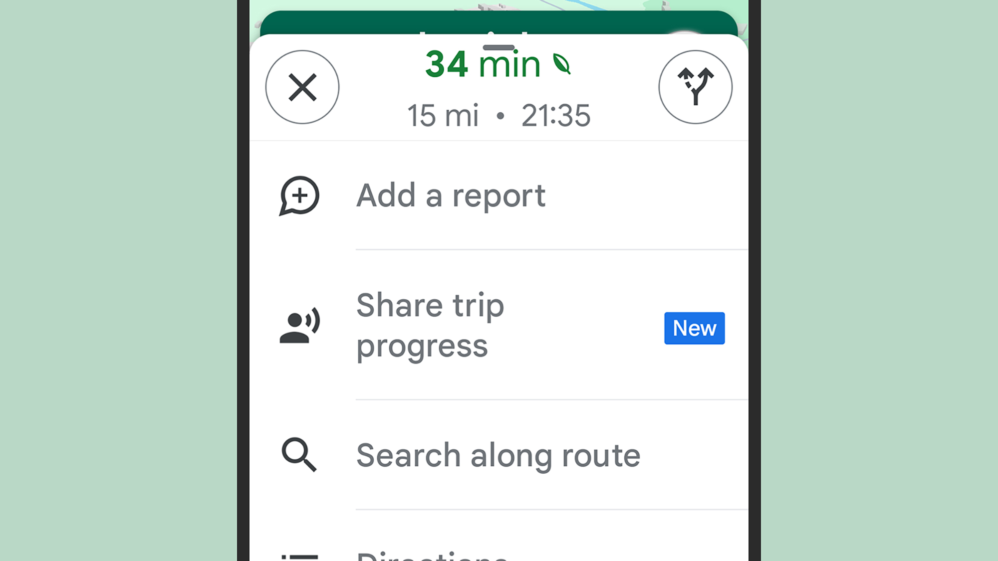 screenshot of share options in google maps
