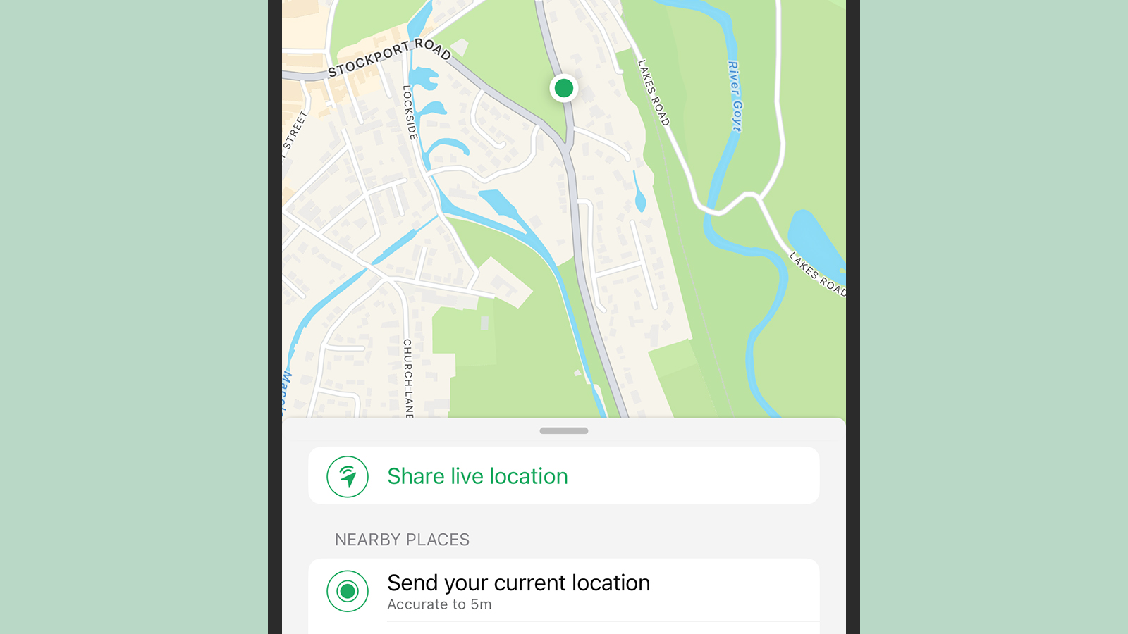screenshot of live location sharing options within whatsapp