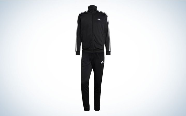  Adidas track suit on a plain background