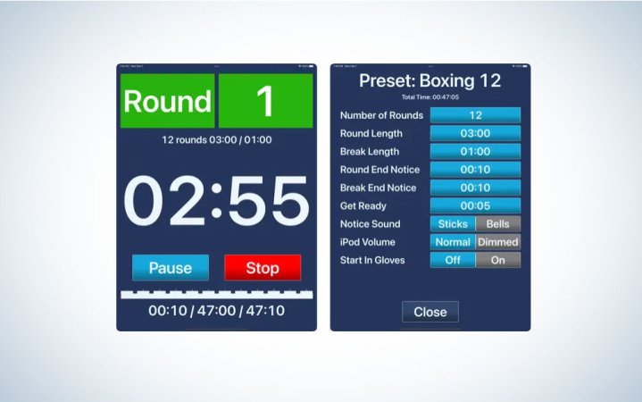  Screenshots of a boxing timer app