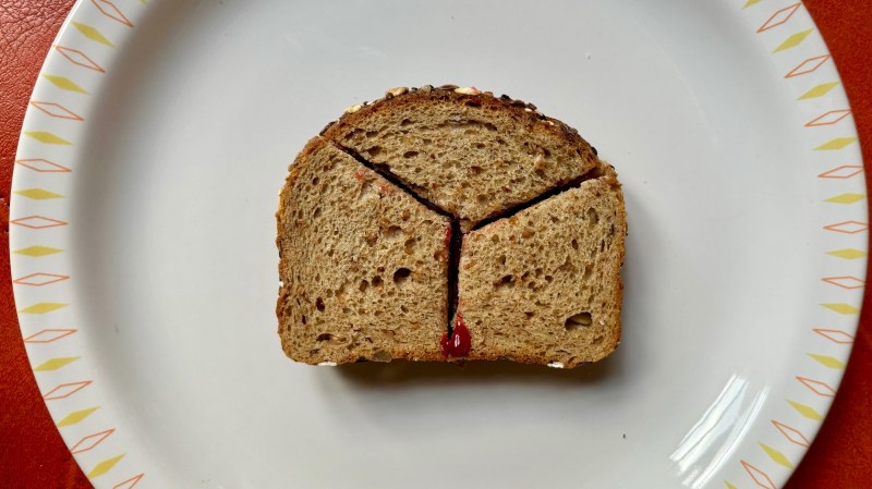 a sandwich cut into a y shape