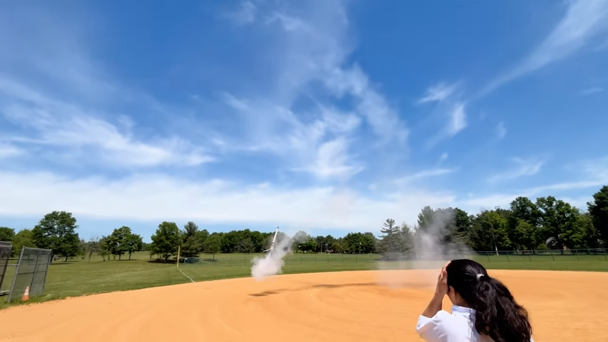 Screenshot of model rocket vertically landing