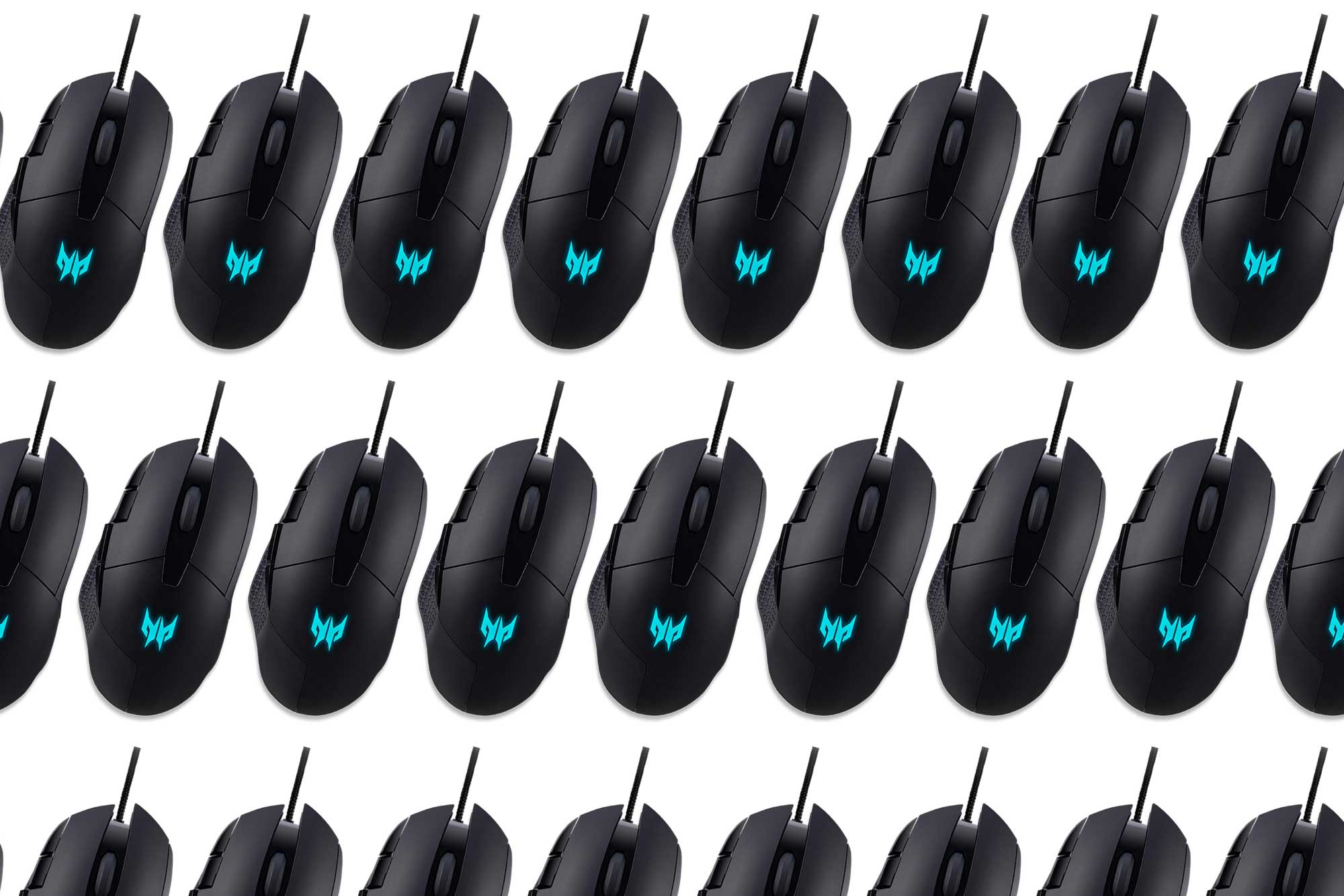 An Acer Predator Cestus 315 Gaming Mouse in a pattern on a plain background.