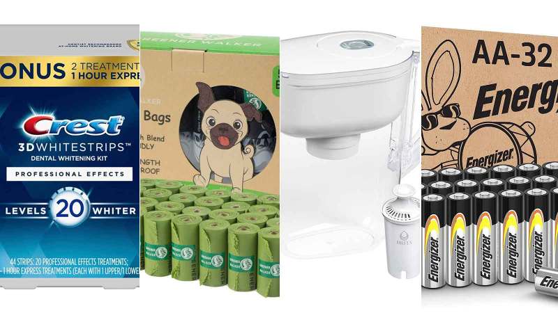 A collection of boring things to buy on Amazon during Prime Day including dog poop bags and batteries.