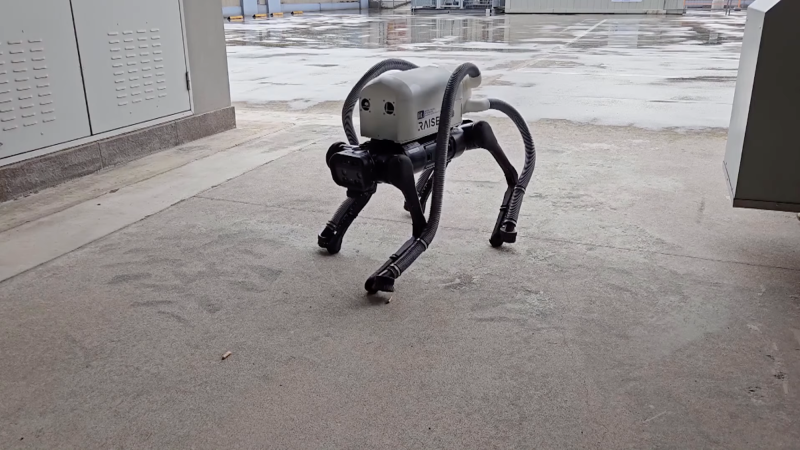 VERO four legged robot vacuuming cigarette butts