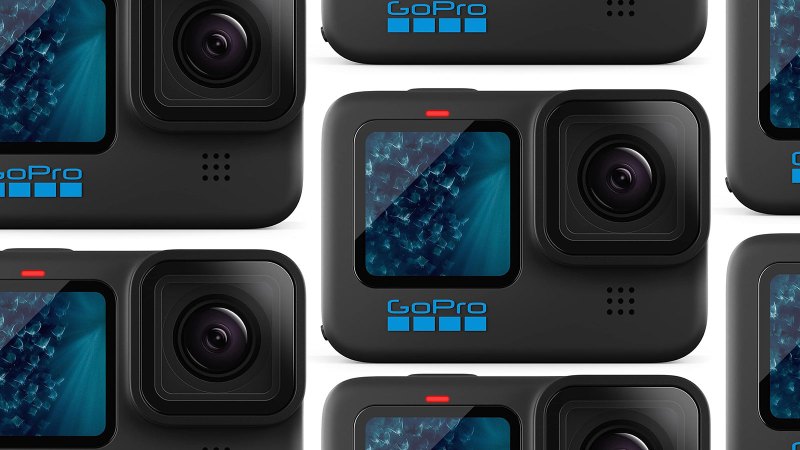 An array of GoPro Hero11 cameras on a plain background