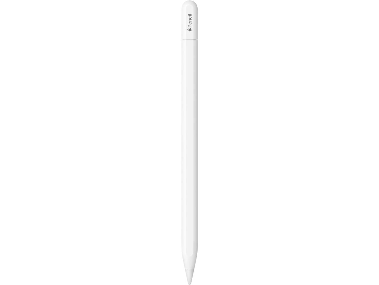 A white USB-C Apple pencil on a plain background