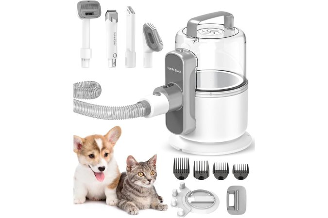 A pet vacuum on a plain background.