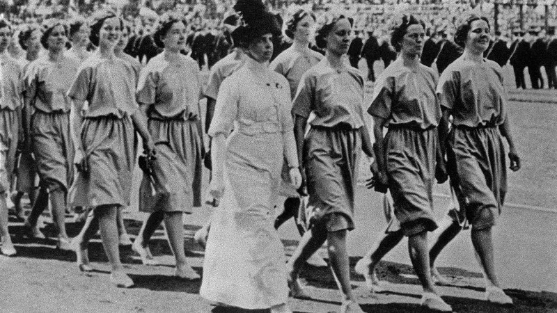 The English women's athletics team, the appearance of the first UK female athletes at international Olympics, Sweden, Stockholm 1912.