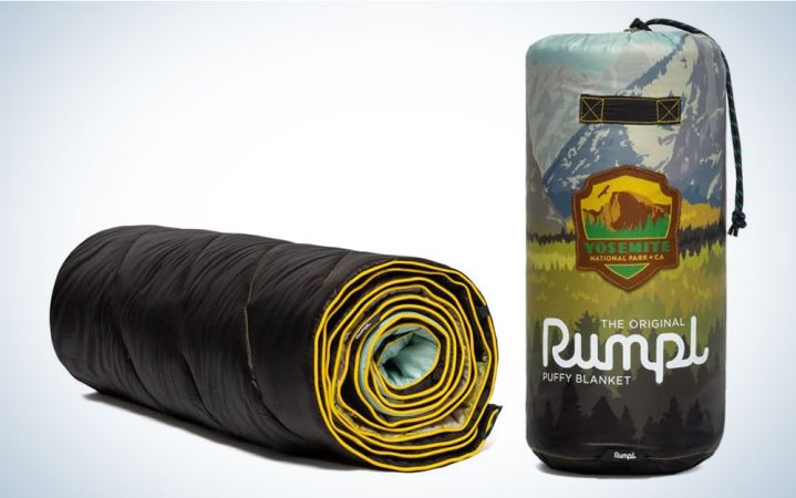  Rumpl blanket rolled up and in its case