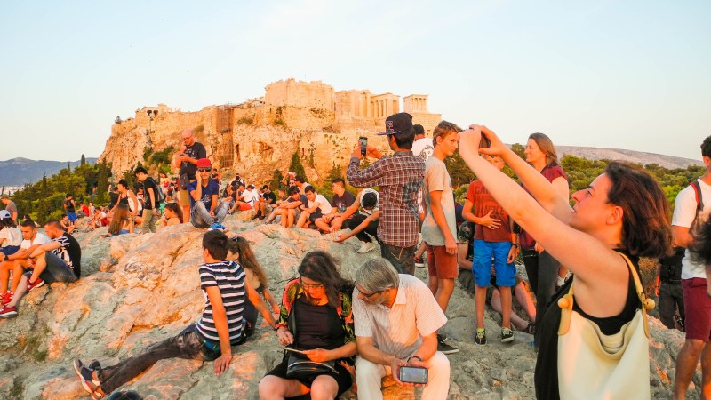 tourists in greece