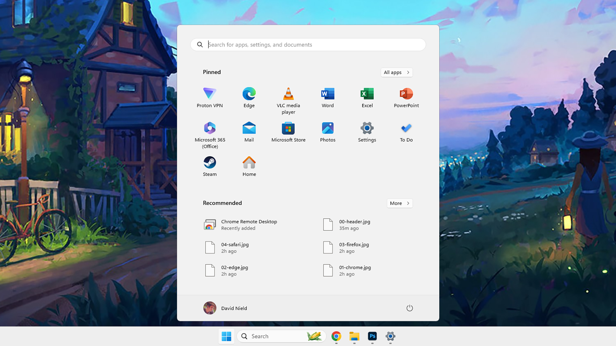 een screenshot van het Microsoft-startmenu