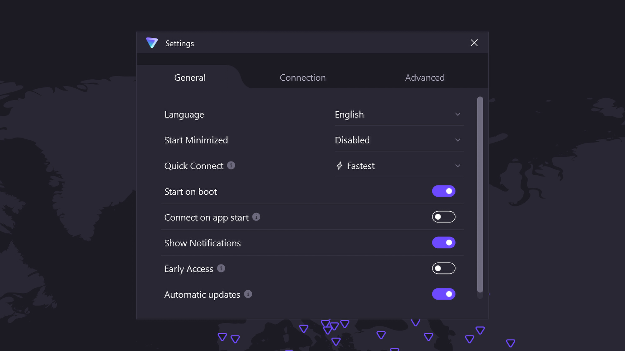 captura de pantalla de la configuración de VPN