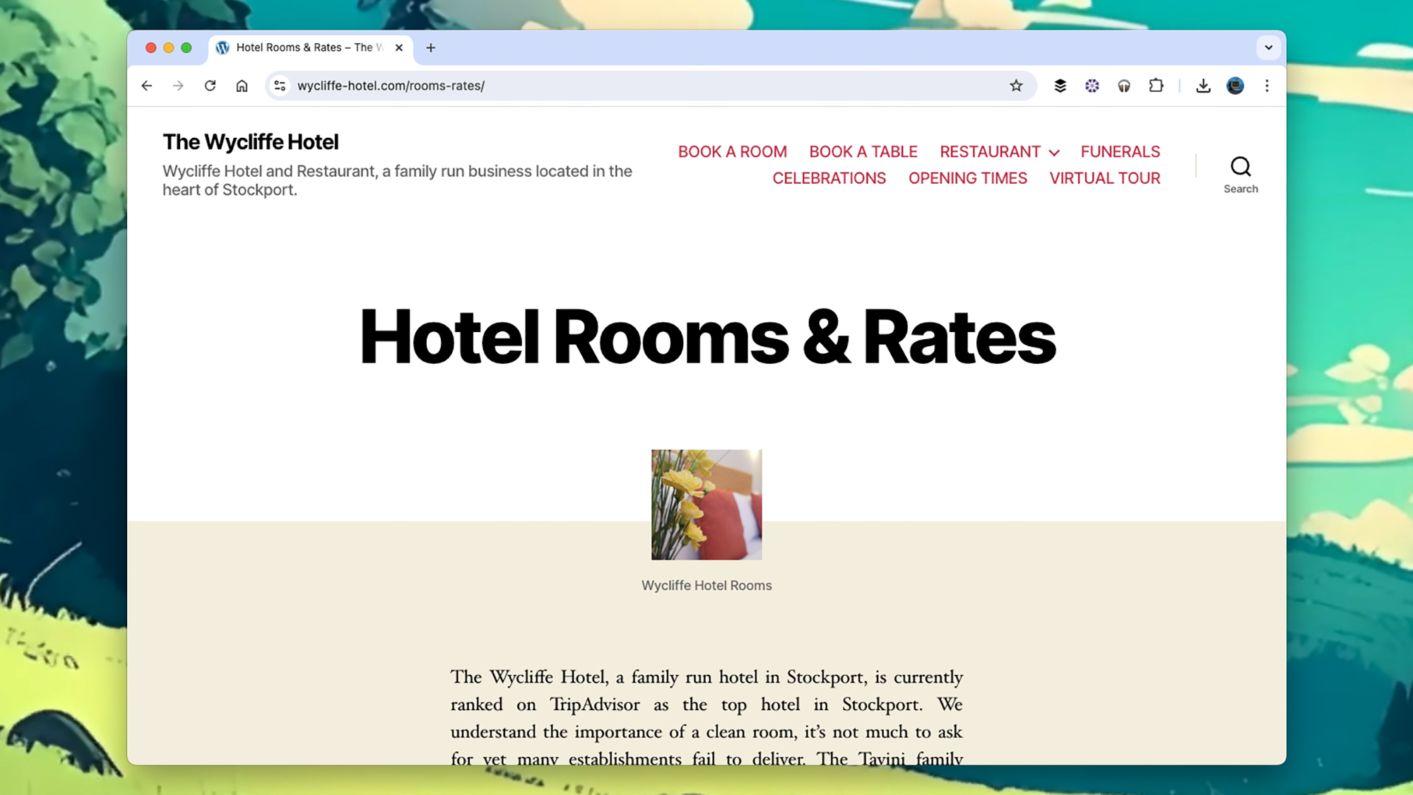 screenshot of hotel room rates page on internet