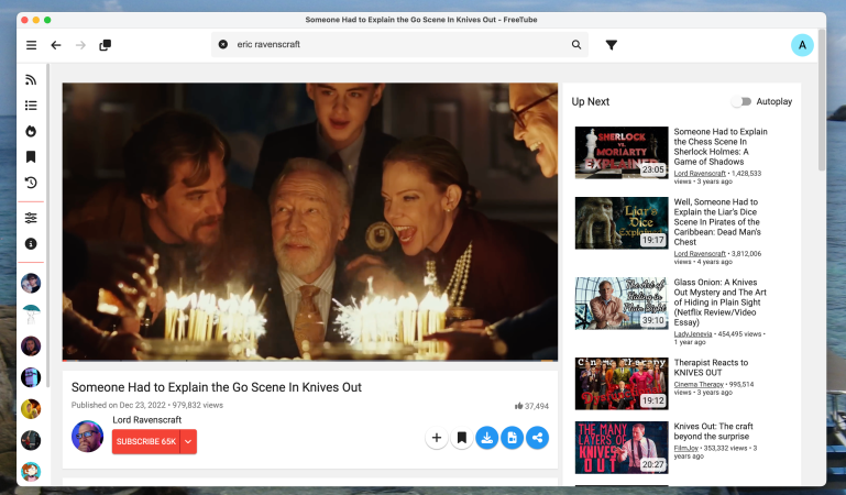 screenshot of freetube