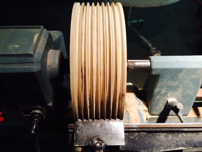 a spinning piece of hand-crafted wood