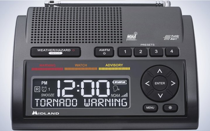  Midland WR400 Deluxe NOAA Weather Radio on a plain white background.