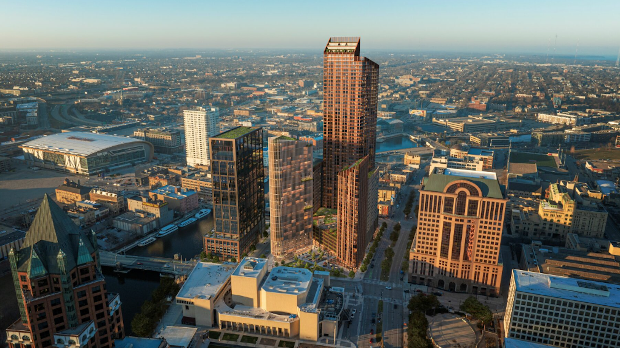 Concept art of timber skyscraper in Milwaukee