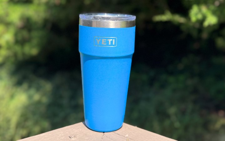  YETI's Rambler insulated tumbler on a ledge.