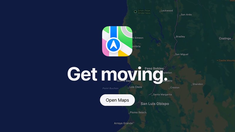 apple maps screenshot with "get moving" text