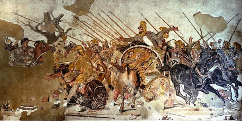 a painting of soldiers use pikes