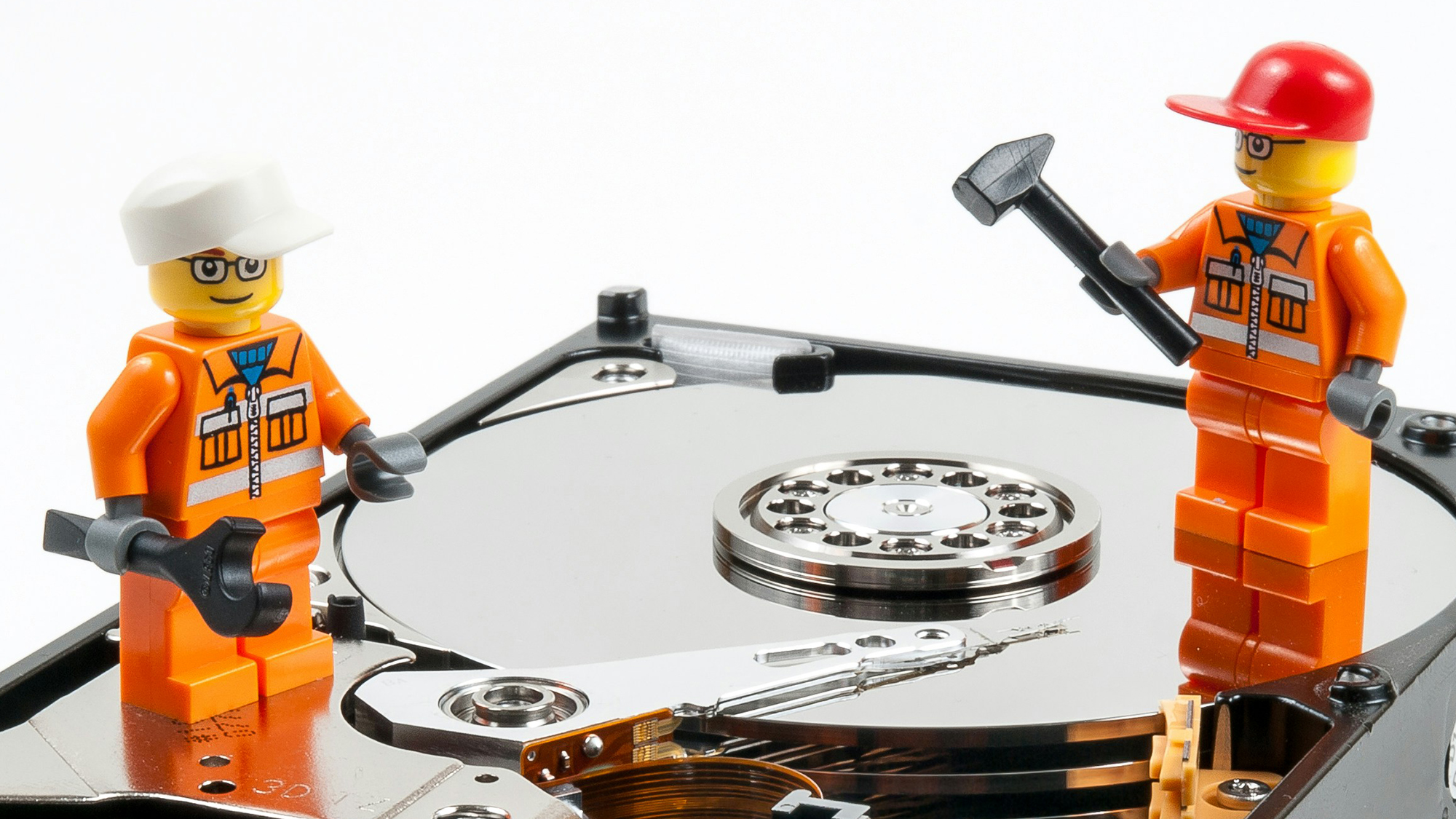 lego figures on a hard drive