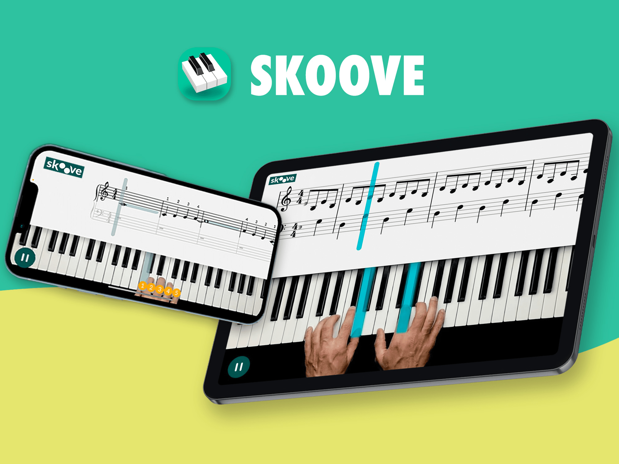 An advertisement for Skoove.