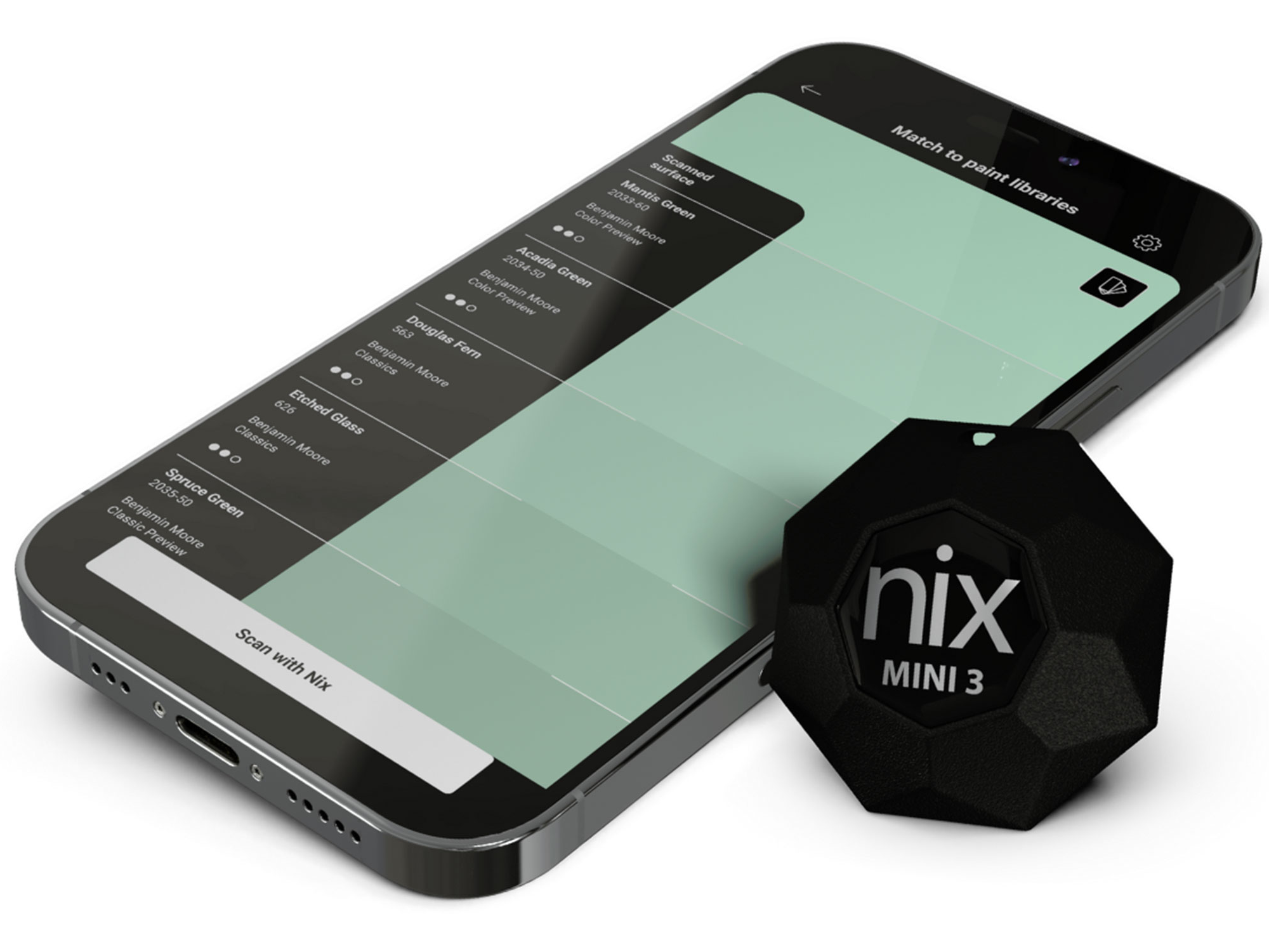 A phone with a Nix color-matching tool.