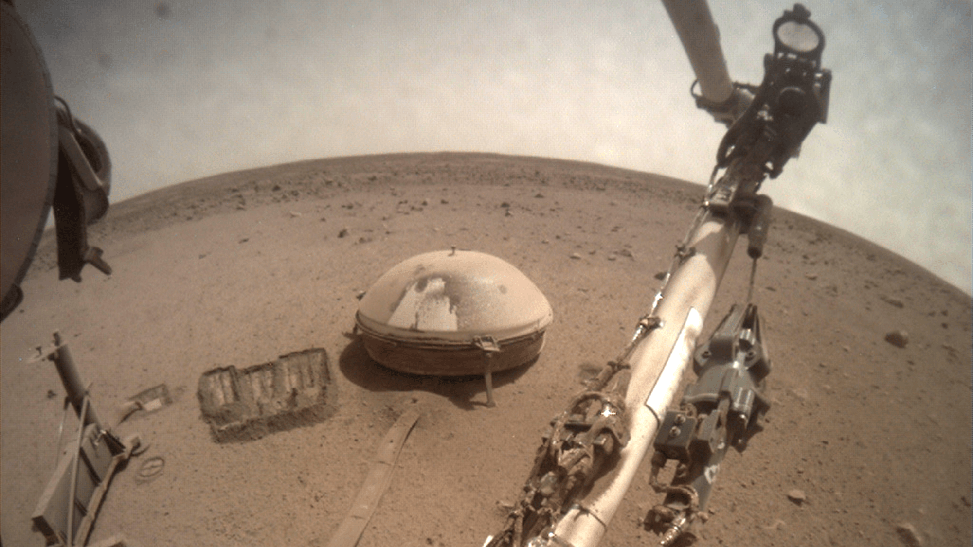 NASA's InSight Mars lander acquired this image of the area in front of the lander using its lander-mounted, Instrument Context Camera (ICC).