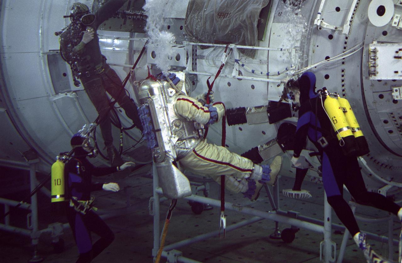 Astronaut working underwater