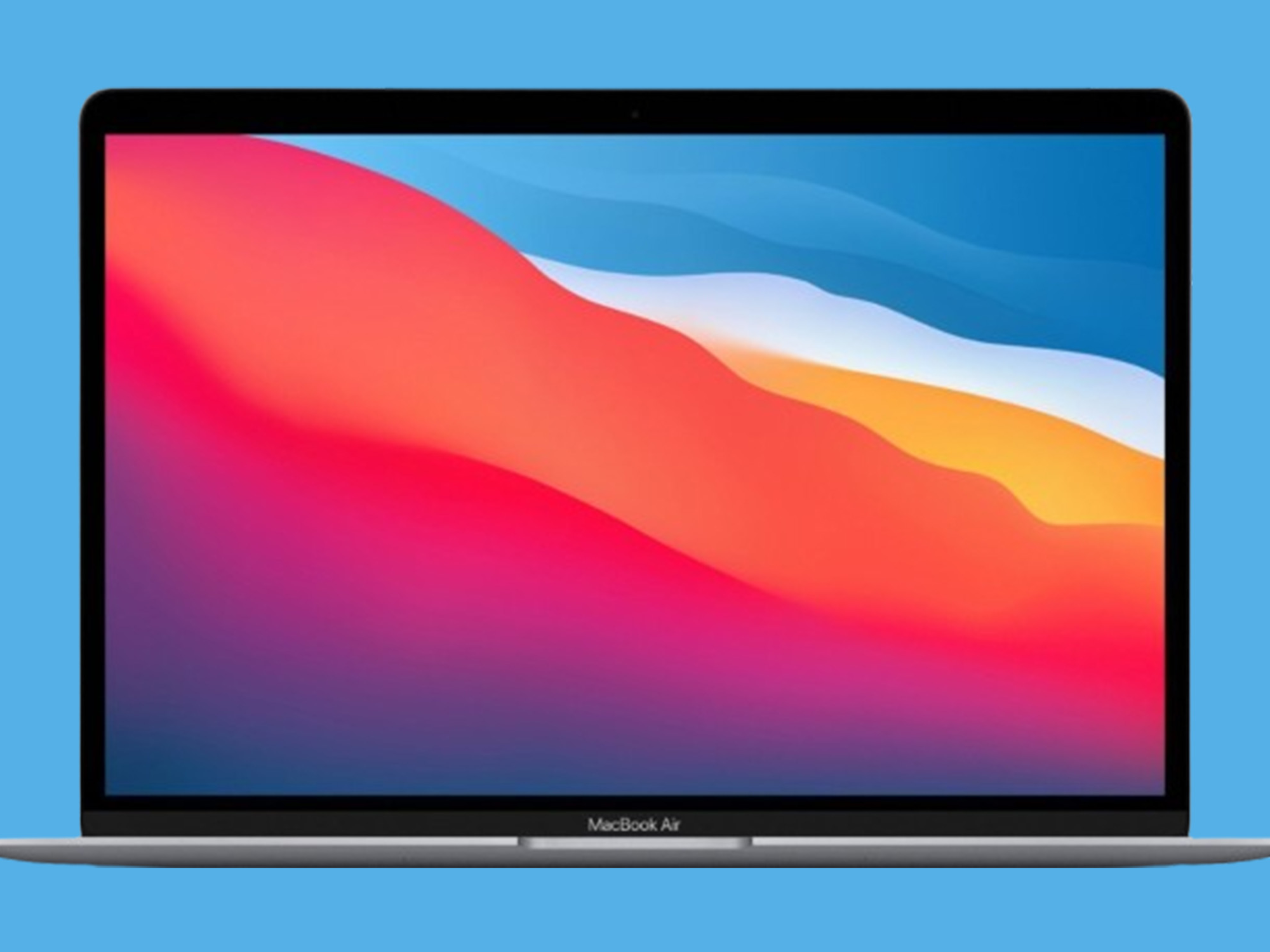 A M1 MacBook Air on a plain background.