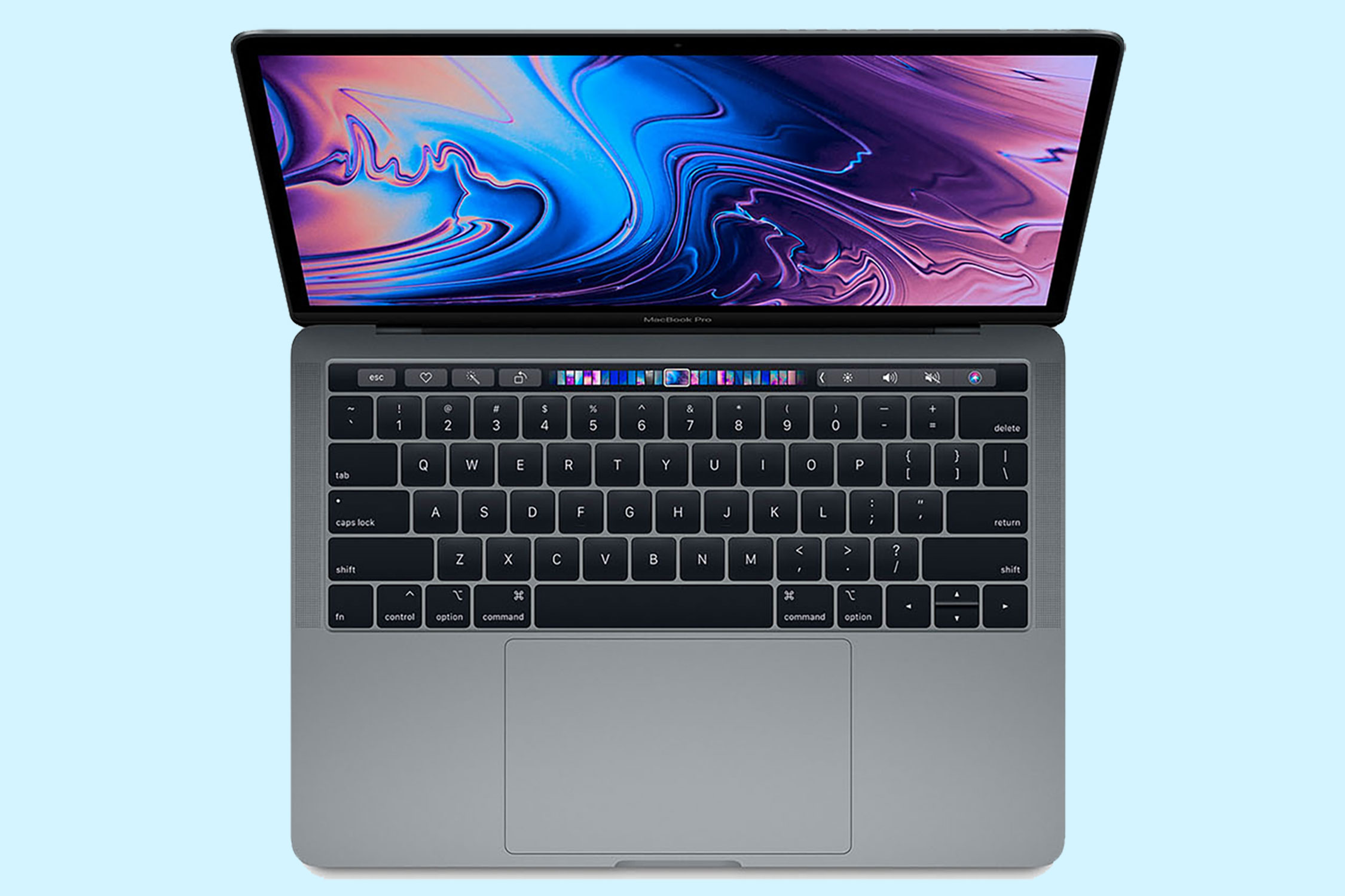 A Macbook Pro on a plain background.