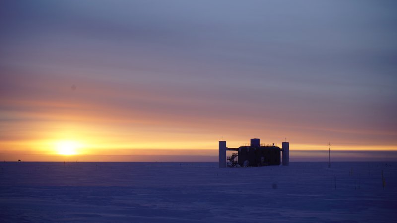 Sunset behind the IceCube Lab