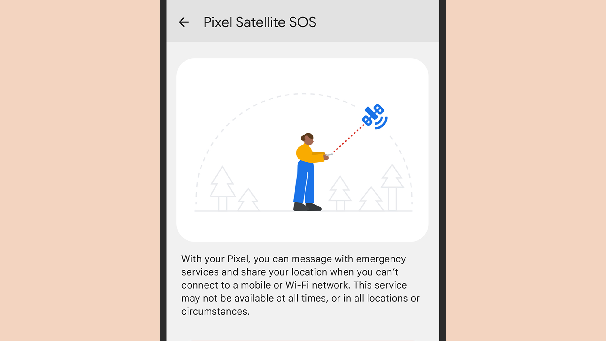 Pixel screenshot of satellite SOS