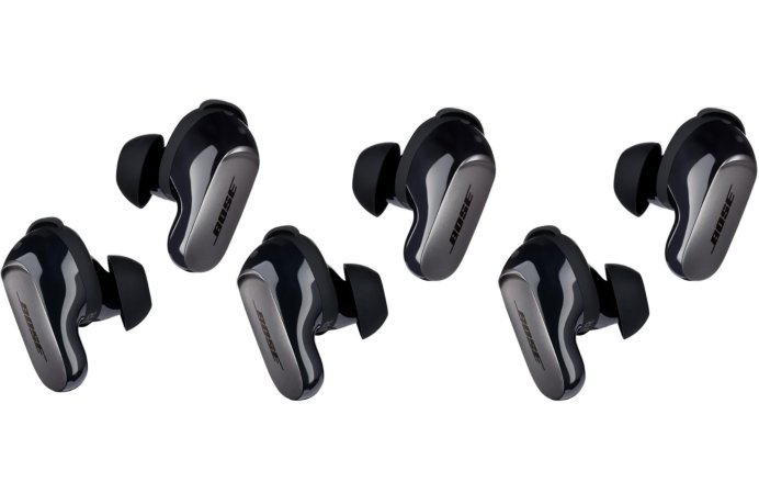 Bose QuietComfort Ultra II Earbuds in a tiled configuration.