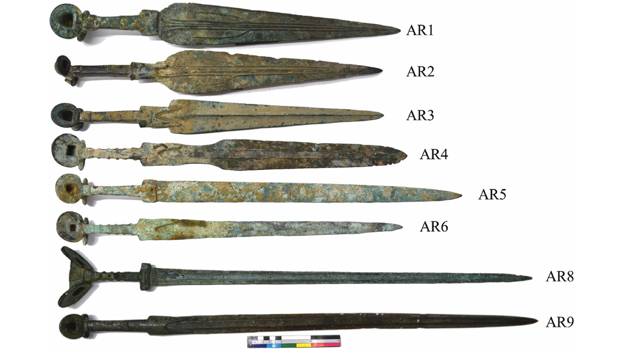 Nine Iranian swords analyzed in this study.