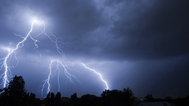 Lightning strike at night