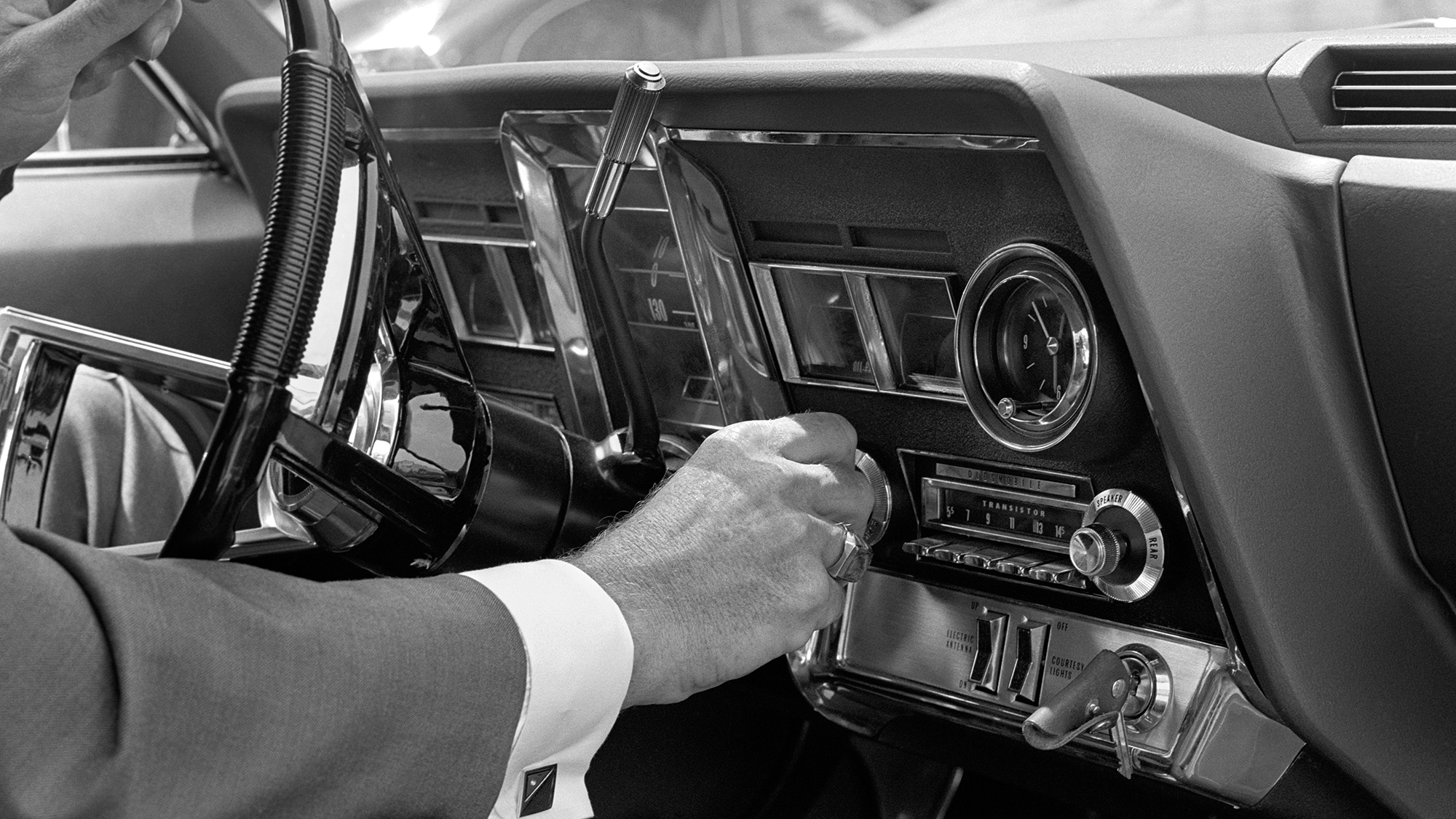 In the 1950s, transistor technology allowed smaller radios to be installed in the dashboard.