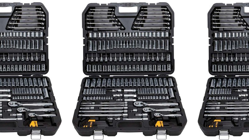 A line of DeWalt Mechanics Tool Kits for Amazon Prime Day