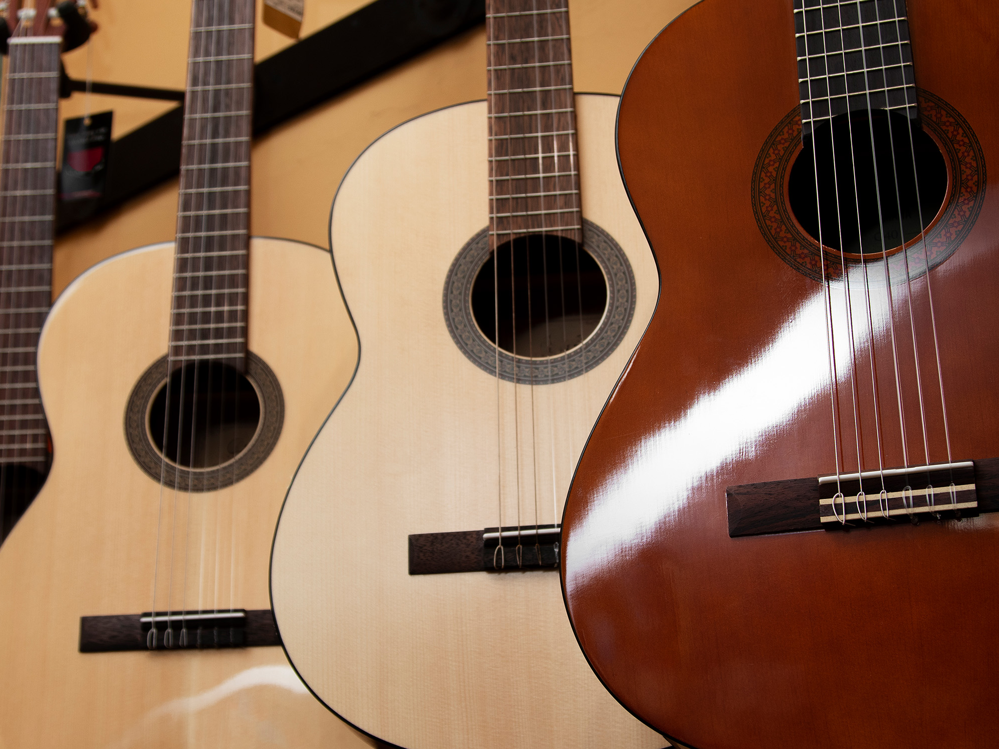 Guitars placed side-by-side