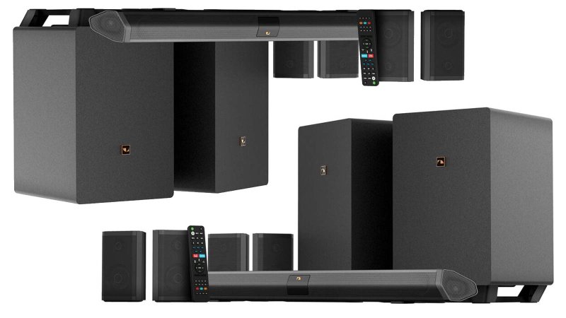 Nakamichi surround sound systems arranged in a pattern on-sale for Prime Day