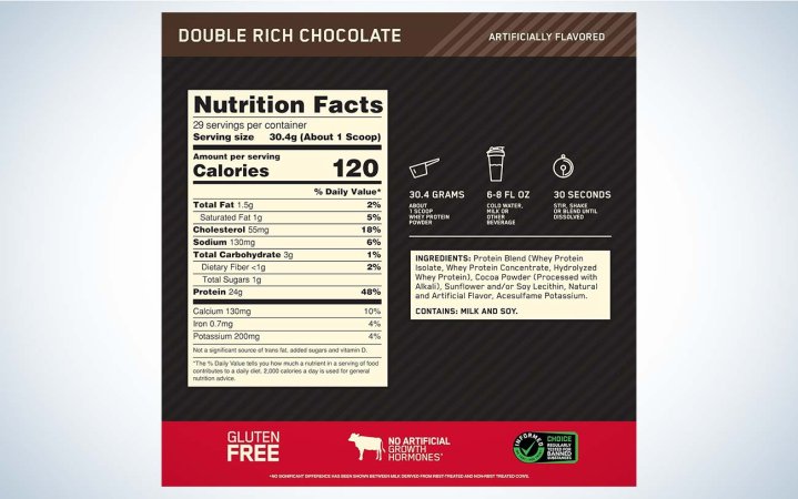  Optimum Nutrition protein powder nutritional information