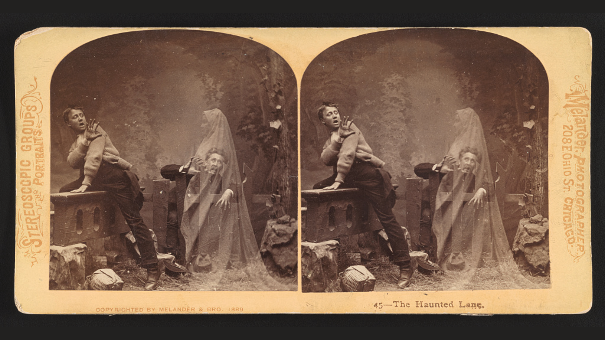 ‘The Haunted Lane,’ a stereoscope card from L.M. Melander & Bro., 1875.