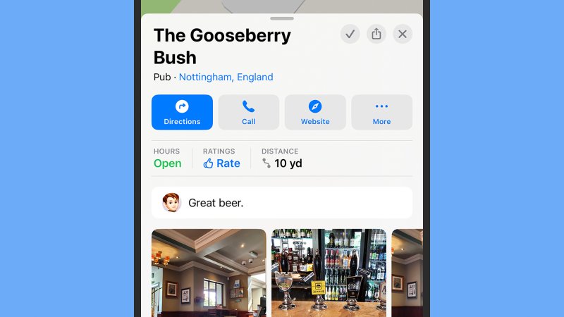 screenshot of "gooseberry bush" bookmark in apple maps