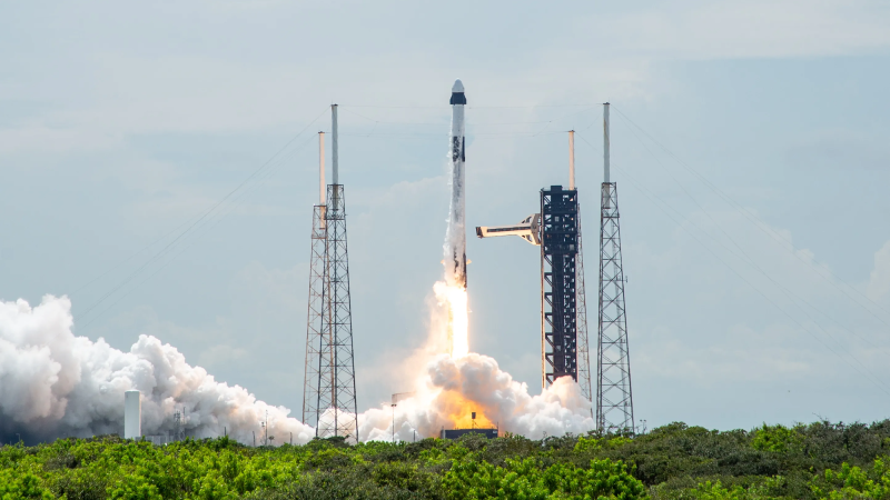 SpaceX Falcon 9 rocket launching with ISS Crew-9