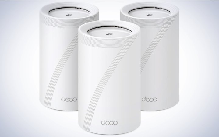  TP-Link Tri-Band WiFi 7 BE10000 Whole Home Mesh System on a plain white background.