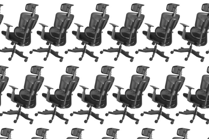 An Hbada ergonomic desk chair in a pattern on a plain background.