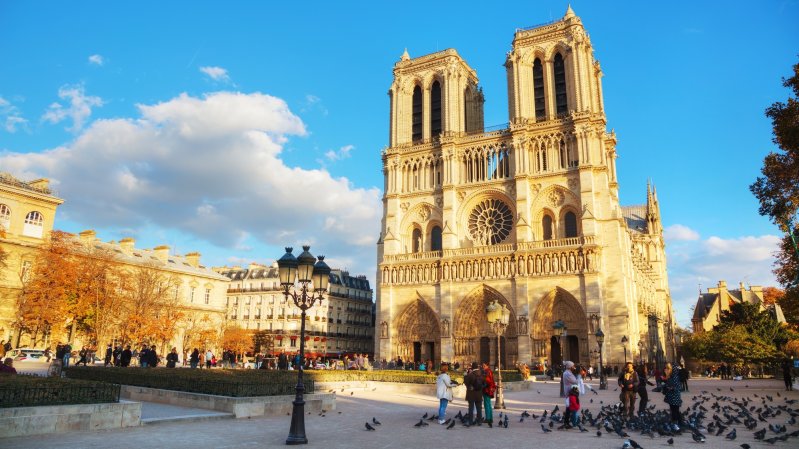 Notre Dame de Paris cathedral on November 2, 2016 in Paris, France. It's the finest example of French Gothic architecture and the largest and most well-known church buildings in the world.