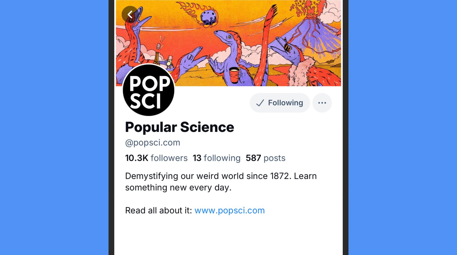 screenshot of the popular science bluesky account on a plain background