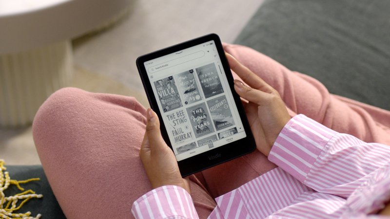 a person reading a kindle